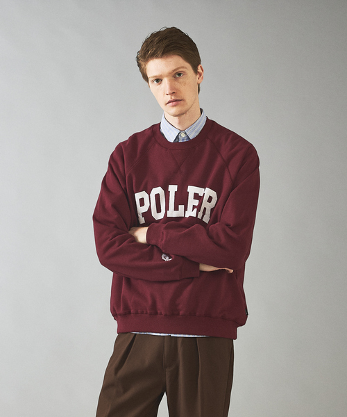 POLeR(ポーラー)の「【POLER/ポーラー】COLLEGE RAGLAN CREW スウェット/カレッジロゴ/ラグラン袖/ユニセックス(スウェット・メンズ・ネイビー/グレー系その他/エンジ・M/L)」の9枚目の写真