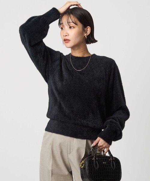 セール】フラッフ フェザーヤーン ロングスリーブ ニット プルオーバー