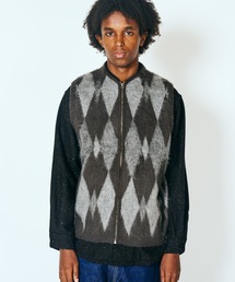 TOWNCRAFT | TOWNCRAFT / タウンクラフト SHAGGY VINTAGE PATTERN ZIP VEST レオパード アーガイル デイジー シャギーヴ ジップアップ ベスト モヘアタッチ(ベスト)