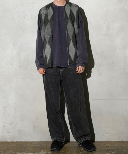 TOWNCRAFT（タウンクラフト）の「TOWNCRAFT / タウンクラフト SHAGGY VINTAGE PATTERN ZIP VEST レオパード アーガイル デイジー シャギーヴ ジップアップ ベスト モヘアタッチ（ベスト・メンズ・グレー系その他/カーキ/オリーブ/グレー/その他1/その他2・X-SMALL/SMALL/MEDIUM/LARGE）」の16枚目の写真