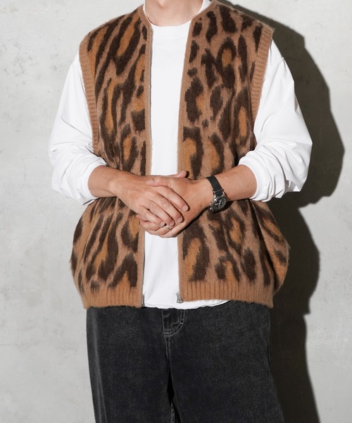 TOWNCRAFT（タウンクラフト）の「TOWNCRAFT / タウンクラフト SHAGGY VINTAGE PATTERN ZIP VEST レオパード アーガイル デイジー シャギーヴ ジップアップ ベスト モヘアタッチ（ベスト・メンズ・グレー系その他/カーキ/オリーブ/グレー/その他1/その他2・X-SMALL/SMALL/MEDIUM/LARGE）」の17枚目の写真