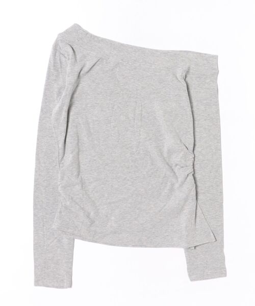 Lace Ladies（レースレディース）の「サイド ギャザー スリット ワンショルダー トップス（Tシャツ/カットソー・レディース・ブラック/ライトグレー/ホワイト/ダークグレー・FREE）」の5枚目の写真