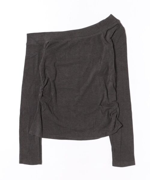 Lace Ladies（レースレディース）の「サイド ギャザー スリット ワンショルダー トップス（Tシャツ/カットソー・レディース・ブラック/ライトグレー/ホワイト/ダークグレー・FREE）」の15枚目の写真