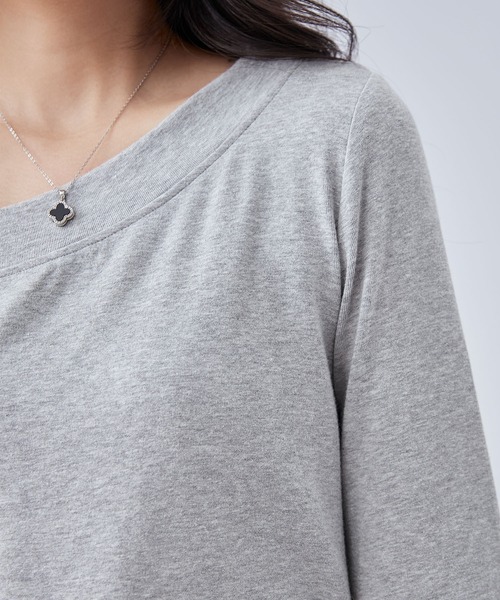Lace Ladies（レースレディース）の「サイド ギャザー スリット ワンショルダー トップス（Tシャツ/カットソー・レディース・ブラック/ライトグレー/ホワイト/ダークグレー・FREE）」の10枚目の写真