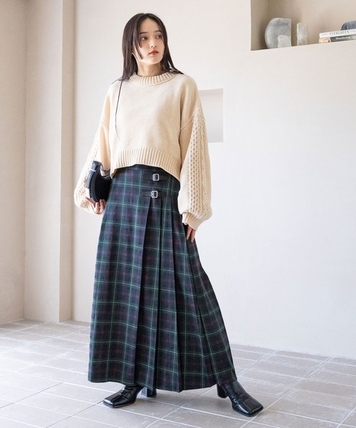 RAGEBLUE（レイジブルー）の「選べる着丈/Wベルトキルトチェックプリーツスカート（スカート・レディース・ブラウン/ブルー/グリーン/オリーブ・MEDIUM/LARGE）」の18枚目の写真