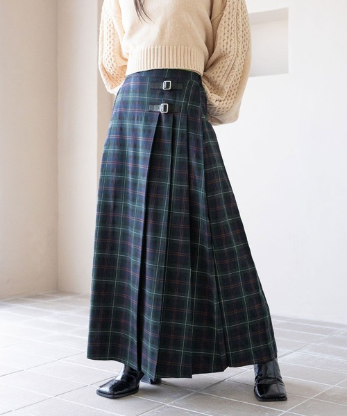 RAGEBLUE（レイジブルー）の「選べる着丈/Wベルトキルトチェックプリーツスカート（スカート・レディース・ブラウン/ブルー/グリーン/オリーブ・MEDIUM/LARGE）」の20枚目の写真