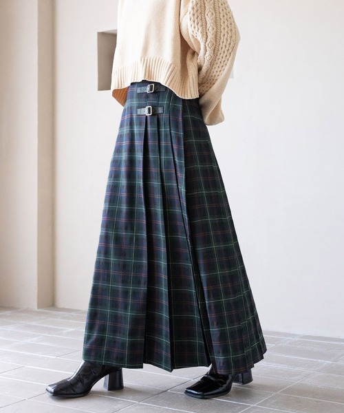 RAGEBLUE（レイジブルー）の「選べる着丈/Wベルトキルトチェックプリーツスカート（スカート・レディース・ブラウン/ブルー/グリーン/オリーブ・MEDIUM/LARGE）」の21枚目の写真