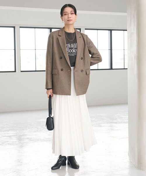 green label relaxing（グリーンレーベルリラクシング）の「シアー プリーツ スカート（スカート・レディース・ダークグレー/ホワイト/クリーム・FREE）」の11枚目の写真