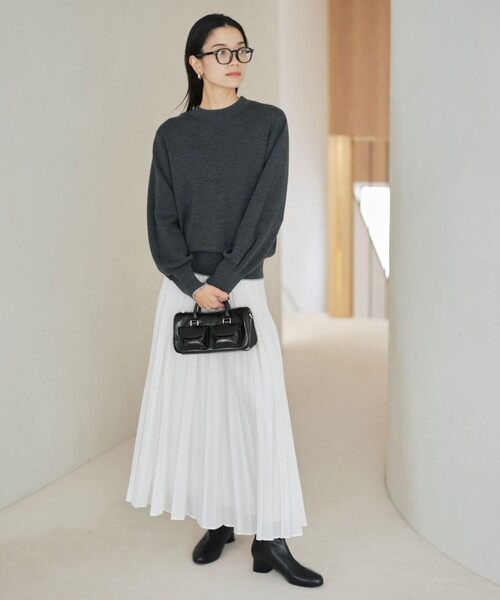 green label relaxing（グリーンレーベルリラクシング）の「シアー プリーツ スカート（スカート・レディース・ダークグレー/ホワイト/クリーム・FREE）」の13枚目の写真