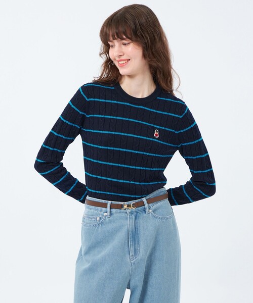 MACKINTOSH PHILOSOPHY(マッキントッシュ フィロソフィー)の「バッキンガムベア ケーブルニット(ニット/セーター・レディース・オフホワイト/ライトブルー/ダークネイビー/ブラウン/ブルー系その他7/グレー系その他/グリーン系その他/ベージュ・38)」の8枚目の写真