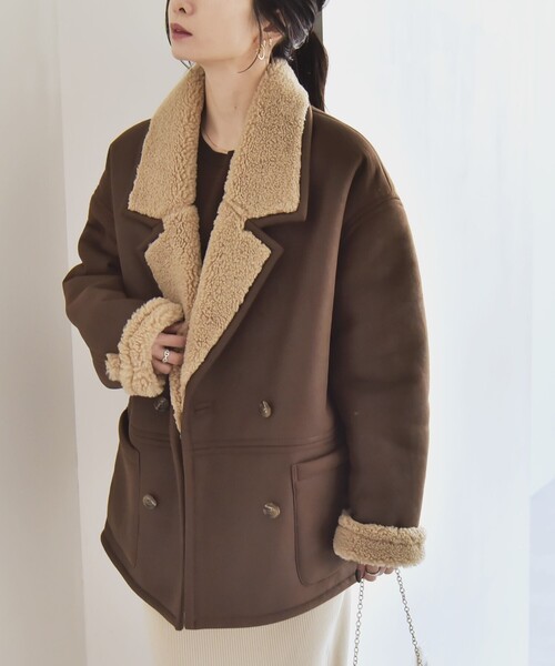 セール】quaranciel: ムートンライク ボア ボンディング ジャケット