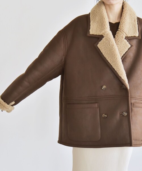 セール】quaranciel: ムートンライク ボア ボンディング ジャケット