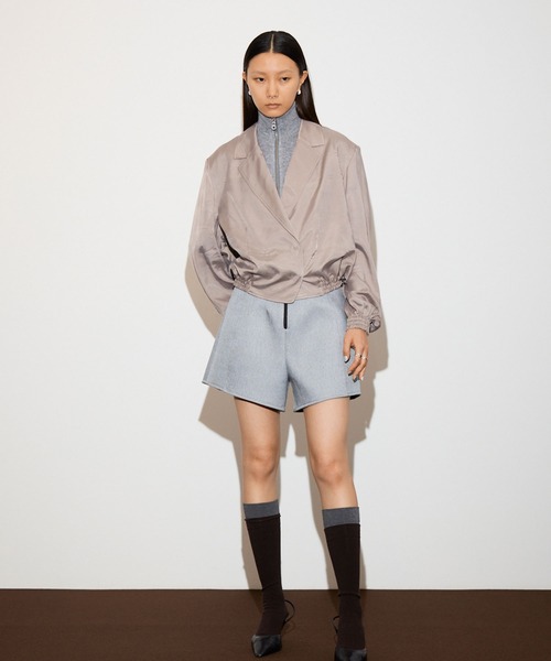 THINGS THAT MATTER（シングス ザット マター）の「FIBRIL SATIN TAILORED BLOUSON / フィブリルサテンテイラードブルゾン（ブルゾン・レディース・グレー/チャコールグレー/パープル・FREE）」の6枚目の写真