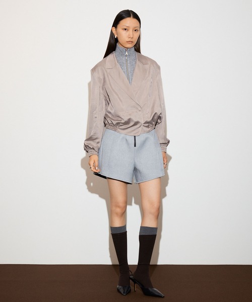 THINGS THAT MATTER（シングス ザット マター）の「FIBRIL SATIN TAILORED BLOUSON / フィブリルサテンテイラードブルゾン（ブルゾン・レディース・グレー/チャコールグレー/パープル・FREE）」の7枚目の写真