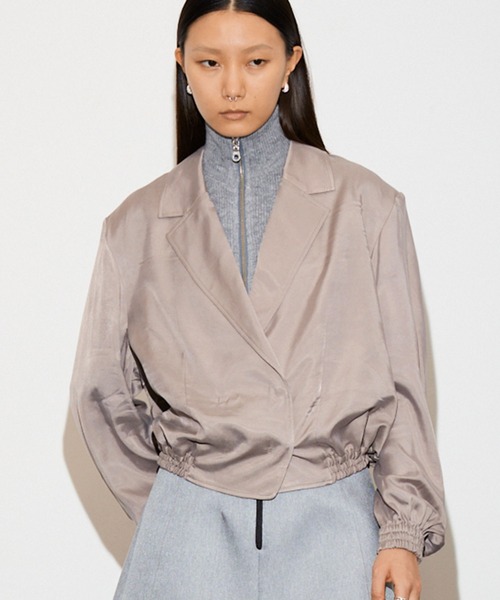 THINGS THAT MATTER(シングス ザット マター)の「FIBRIL SATIN TAILORED BLOUSON / フィブリルサテンテイラードブルゾン(ブルゾン・レディース・グレー/チャコールグレー/パープル・FREE)」の22枚目の写真