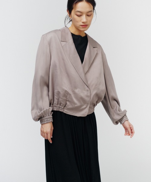 THINGS THAT MATTER(シングス ザット マター)の「FIBRIL SATIN TAILORED BLOUSON / フィブリルサテンテイラードブルゾン(ブルゾン・レディース・グレー/チャコールグレー/パープル・FREE)」の16枚目の写真