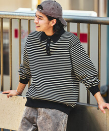 ＊handmade＊NEW⭐︎グレーボーダー綿ニット 別注OVERSIZE BORDER KNIT(0 IVORY): WRAPINKNOT: WOMENS