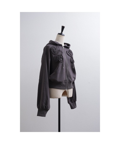 セール】ギャザーフリルモチーフ ショート丈ダブルジップ