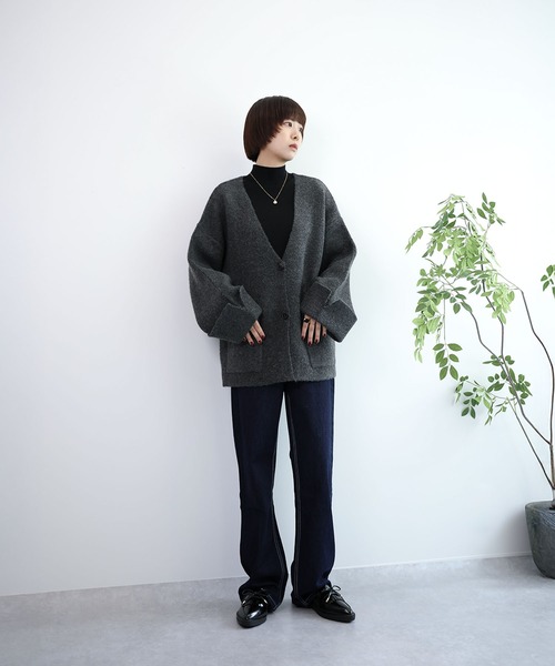 aimoha(アイモハ)の「ローゲージヤクタッチワイドスリーブニットジャケット (AW)(その他アウター・レディース・ブラック/チャコールグレー/ブラウン/ベージュ・FREE)」の17枚目の写真