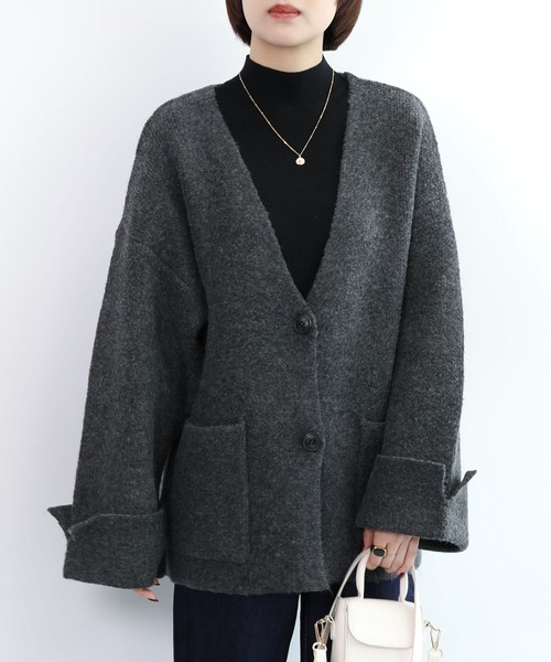 aimoha(アイモハ)の「ローゲージヤクタッチワイドスリーブニットジャケット (AW)(その他アウター・レディース・ブラック/チャコールグレー/ブラウン/ベージュ・FREE)」の22枚目の写真