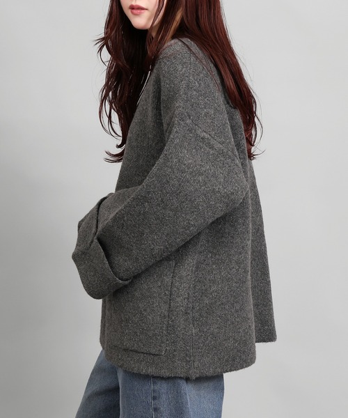セール】ローゲージヤクタッチワイドスリーブニットジャケット（その他