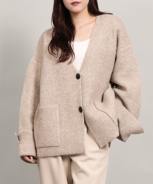 aimoha(アイモハ)の「ローゲージヤクタッチワイドスリーブニットジャケット (AW)(その他アウター・レディース・ブラック/チャコールグレー/ブラウン/ベージュ・FREE)」の6枚目の写真