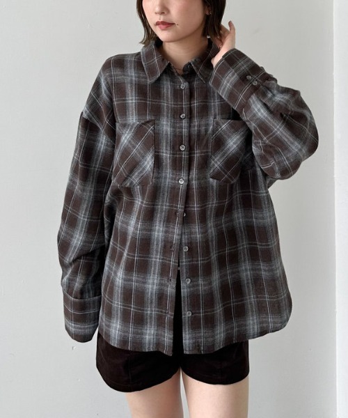 チェックミドルネルシャツ（シャツ/ブラウス）｜archives