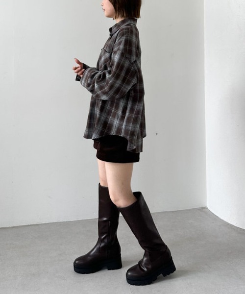 archives(アルシーヴ)の「チェックミドルネルシャツ(シャツ/ブラウス・レディース・ブラック/ブラウン/ネイビー・MEDIUM)」の11枚目の写真