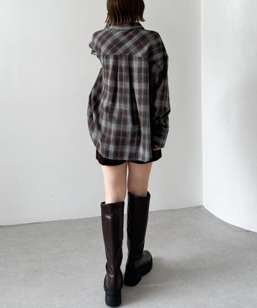 archives(アルシーヴ)の「チェックミドルネルシャツ(シャツ/ブラウス・レディース・ブラック/ブラウン/ネイビー・MEDIUM)」の12枚目の写真