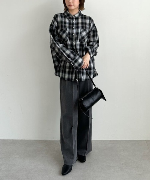 archives(アルシーヴ)の「チェックミドルネルシャツ(シャツ/ブラウス・レディース・ブラック/ブラウン/ネイビー・MEDIUM)」の20枚目の写真