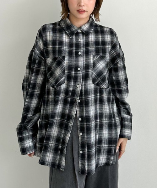 archives(アルシーヴ)の「チェックミドルネルシャツ(シャツ/ブラウス・レディース・ブラック/ブラウン/ネイビー・MEDIUM)」の13枚目の写真