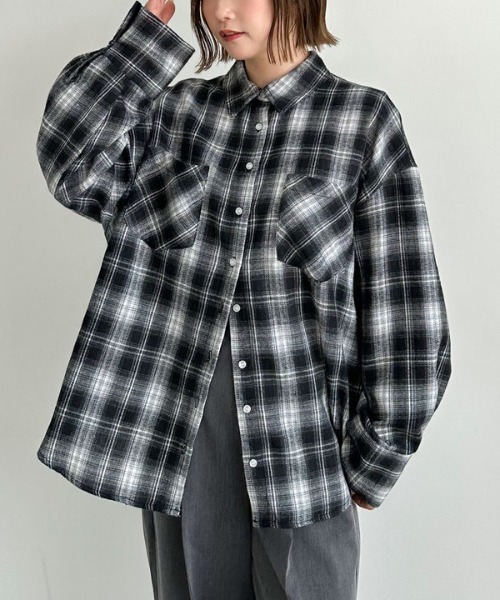 archives(アルシーヴ)の「チェックミドルネルシャツ(シャツ/ブラウス・レディース・ブラック/ブラウン/ネイビー・MEDIUM)」の14枚目の写真