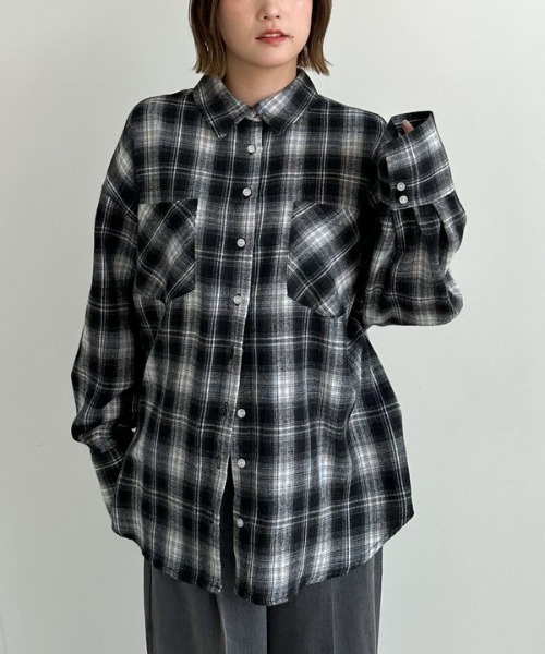 archives(アルシーヴ)の「チェックミドルネルシャツ(シャツ/ブラウス・レディース・ブラック/ブラウン/ネイビー・MEDIUM)」の15枚目の写真