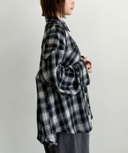 archives(アルシーヴ)の「チェックミドルネルシャツ(シャツ/ブラウス・レディース・ブラック/ブラウン/ネイビー・MEDIUM)」の16枚目の写真