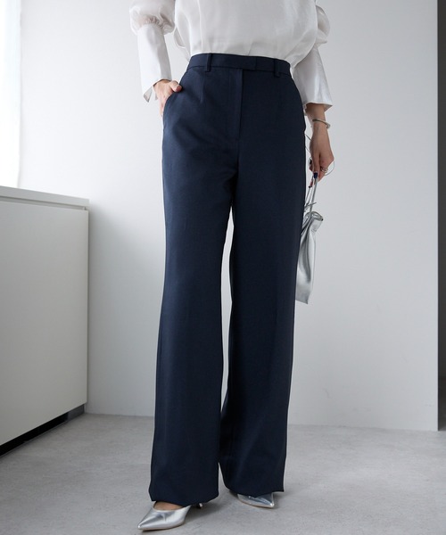 etre pret（エトレプレ）の「高機能ノータックワイドパンツ ※セットアップ可（スーツパンツ・レディース・ネイビー/ブラック・7号/9号/11号/13号）」の2枚目の写真