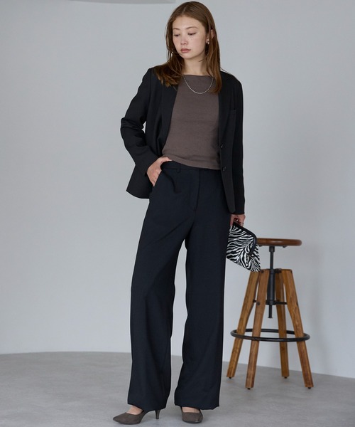 etre pret（エトレプレ）の「高機能ノータックワイドパンツ ※セットアップ可（スーツパンツ・レディース・ネイビー/ブラック・7号/9号/11号/13号）」の9枚目の写真