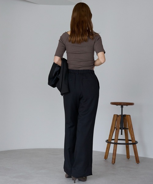 etre pret（エトレプレ）の「高機能ノータックワイドパンツ ※セットアップ可（スーツパンツ・レディース・ネイビー/ブラック・7号/9号/11号/13号）」の14枚目の写真