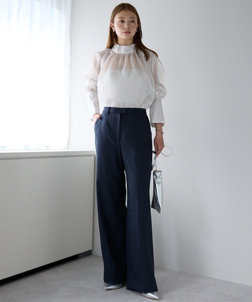 etre pret（エトレプレ）の「高機能ノータックワイドパンツ ※セットアップ可（スーツパンツ・レディース・ネイビー/ブラック・7号/9号/11号/13号）」の20枚目の写真