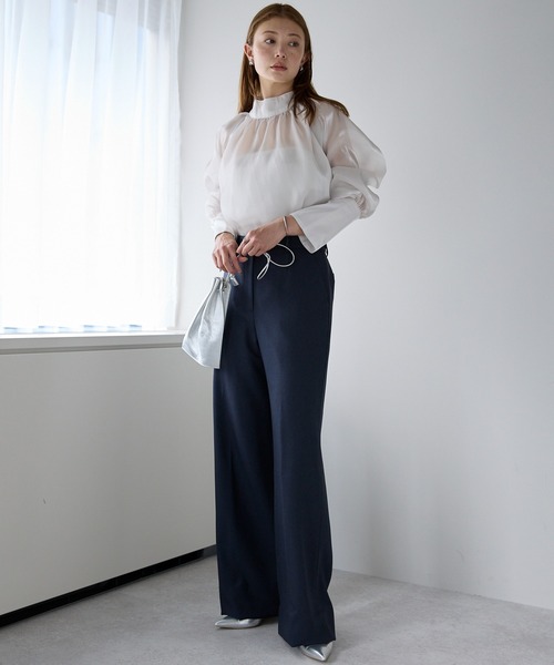 etre pret（エトレプレ）の「高機能ノータックワイドパンツ ※セットアップ可（スーツパンツ・レディース・ネイビー/ブラック・7号/9号/11号/13号）」の21枚目の写真