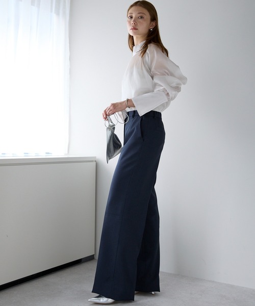 etre pret（エトレプレ）の「高機能ノータックワイドパンツ ※セットアップ可（スーツパンツ・レディース・ネイビー/ブラック・7号/9号/11号/13号）」の22枚目の写真