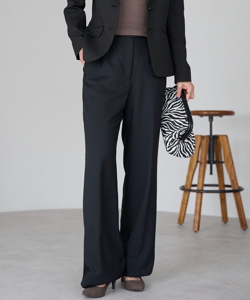 etre pret（エトレプレ）の「高機能ノータックワイドパンツ ※セットアップ可（スーツパンツ・レディース・ネイビー/ブラック・7号/9号/11号/13号）」の4枚目の写真
