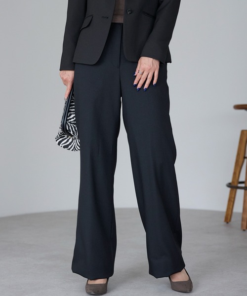 etre pret（エトレプレ）の「高機能ノータックワイドパンツ ※セットアップ可（スーツパンツ・レディース・ネイビー/ブラック・7号/9号/11号/13号）」の6枚目の写真