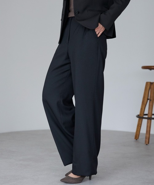 etre pret（エトレプレ）の「高機能ノータックワイドパンツ ※セットアップ可（スーツパンツ・レディース・ネイビー/ブラック・7号/9号/11号/13号）」の7枚目の写真