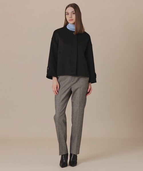 MACKINTOSH LONDON（マッキントッシュ ロンドン）の「【WEB・一部店舗限定】【ROSLEY/ロズリー】カシミヤブレンドウールリバーノーカラーコート（ノーカラーコート・レディース・ブラック・38）」の3枚目の写真