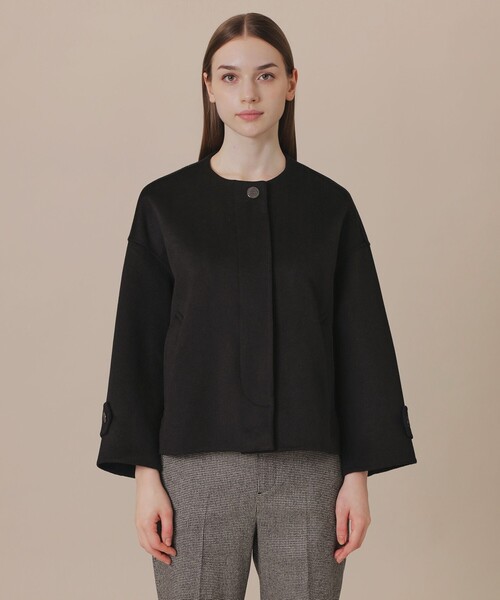 MACKINTOSH LONDON（マッキントッシュ ロンドン）の「【WEB・一部店舗限定】【ROSLEY/ロズリー】カシミヤブレンドウールリバーノーカラーコート（ノーカラーコート・レディース・ブラック・38）」の4枚目の写真