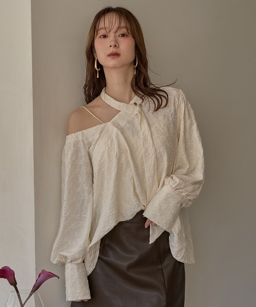 Pois ポワ one shoulder blouse ワンショルブラウス deformation one shoulder blouse / デフォメーションワンショル