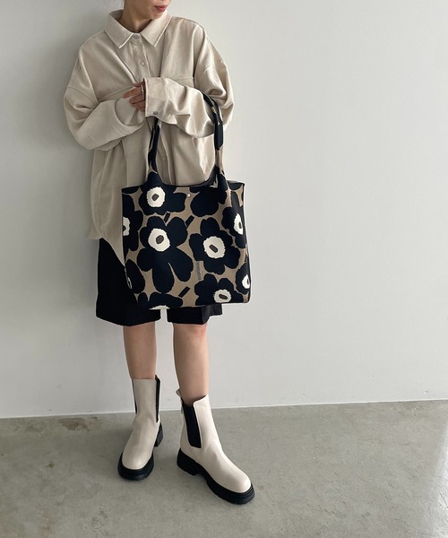 210nouve（トゥージュヌーブ）の「花柄 ニット トートバッグ（トートバッグ・レディース・ピンク/アイボリー/ブラック/ベージュ・FREE）」の21枚目の写真