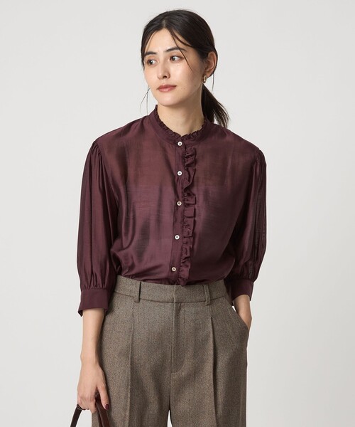 セール】フロントネック フリル ブラウス（シャツ/ブラウス）｜green