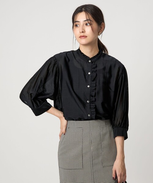 セール】フロントネック フリル ブラウス（シャツ/ブラウス）｜green