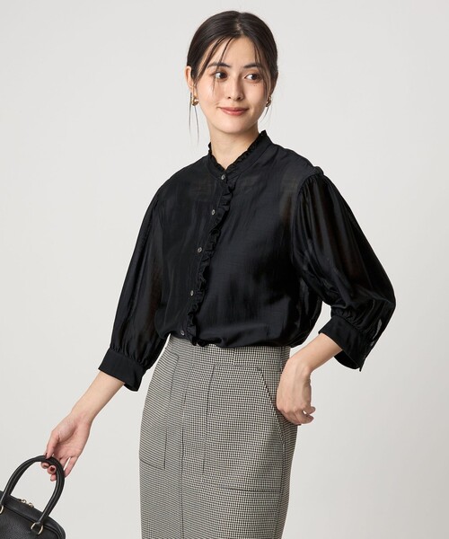 フロントネック フリル ブラウス（シャツ/ブラウス）｜green label